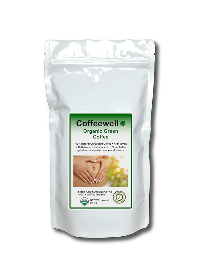 Coffeewell Organic Green Coffee (1lb) - Germany's No. 1 Enema Coffee for Detox &amp Cleansing - GMP certified Lab Tested