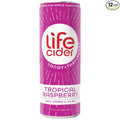 Life Cider | 12 Pack (12 Fl Oz) | Tropical Raspberry | Sparkling Apple Cider Vinegar Beverage | Digestive Health &amp Immunity Benefits | Low Calorie &amp Low Carb Drinks | Vitamins C D3 Zinc B12