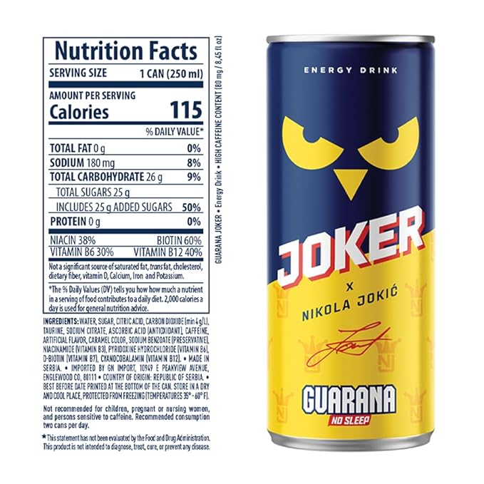 Joker Guarana Energy Drink - Nikola Jokić’s Official Drink from Serbia | Classic Energy Boost | Joker Energy Drink | Nikola Jokic energy Drink