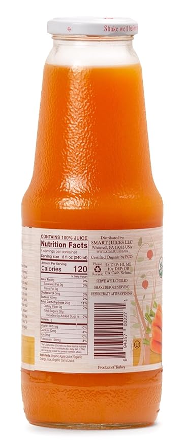 Smart Juice Organic Gold Plus Juice - 33.8 fl oz (1L) - (Pack of 6) 100% Juice Not From Concentrate