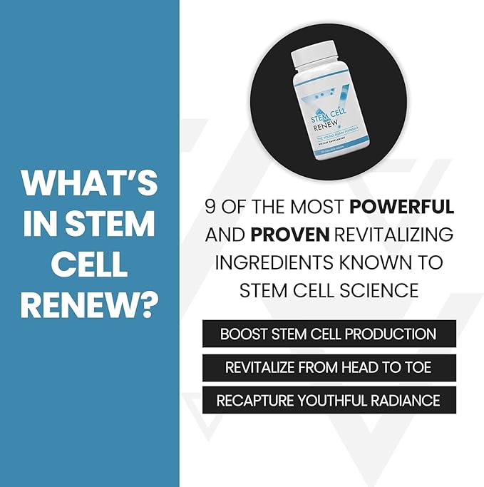 Stem Cell Renew | Boost Your Natural Supply of Stem Cells to Strengthen Mental Sharpness Help Slow Signs of Aging and Restore Youthful Energy - Created by NASA Scientist | 4-Month Supply (240 count)