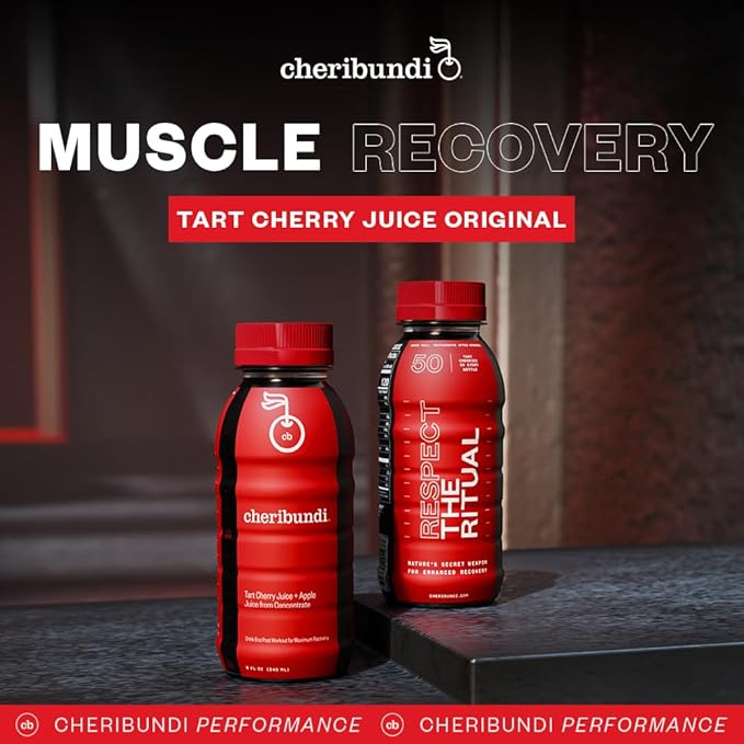 Cheribundi Tart Cherry Juice Original | Tart Cherry Sweetened with Apple Juice | Athletes Recovery Drink | Promotes Restorative Sleep Muscle Recovery &amp Boosts Performance | 8 floz (12 Pack)
