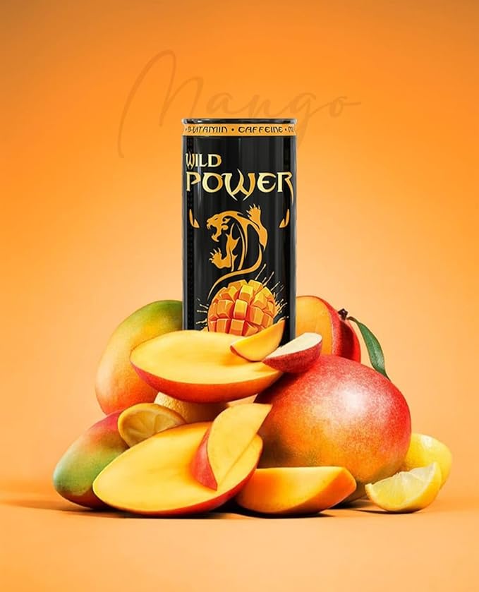 Wild Power Mango Energy Drink with a Hint of Passion Fruit 8.4 fl oz (250 mL) Slim Cans 24 Pack