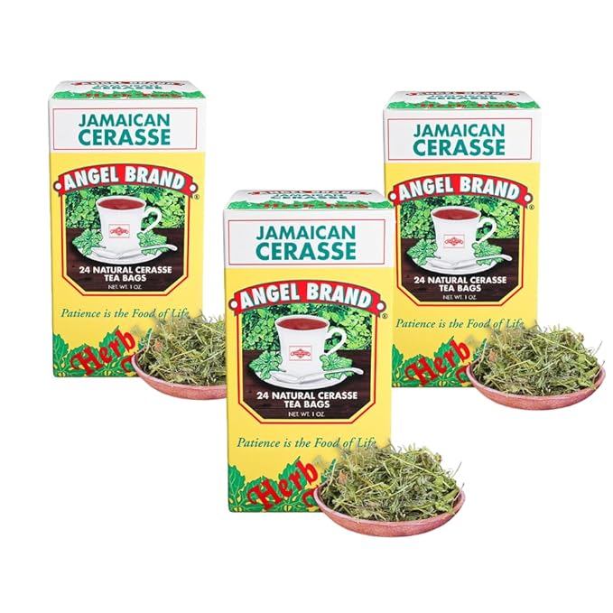 Angel Brand Cerasse Tea Bags Jamaican 24 – Pack of 3 – Authentic Herbal Tea with Bitter Flavor Inspired by Traditional Caribbean Practices Perfect for a Soothing and Refreshing Brew.