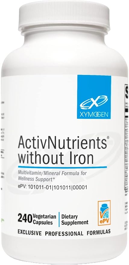 XYMOGEN ActivNutrients without Iron - No Iron Multivitamin for Wellness Support - Energy Production &amp Immune Support - Antioxidant Activity - Gluten-Free &amp Dairy-Free - 240 Count