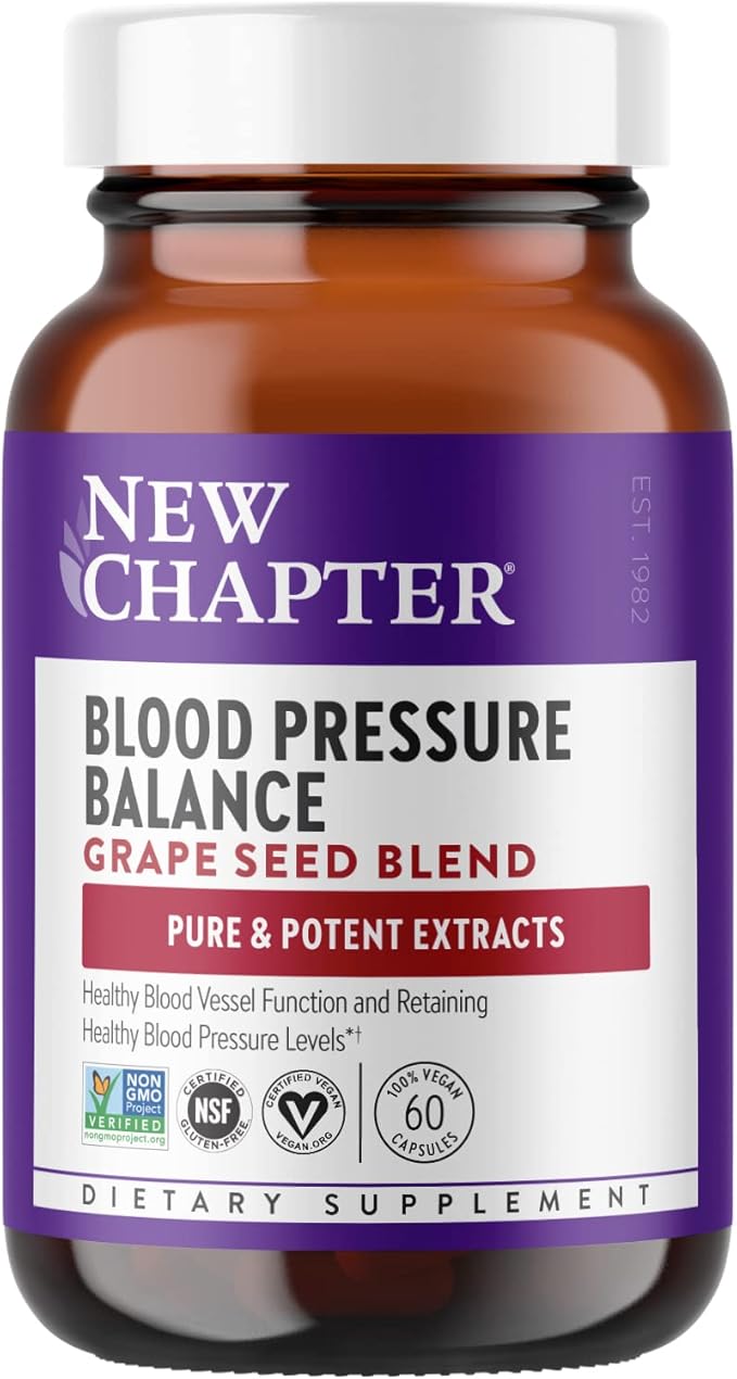 New Chapter Blood Pressure Supplement - Blood Pressure Take Care with Organic Vegan Grapeseed + Black Currant + Non-GMO Ingredients for Blood Pressure Support - 60 Count