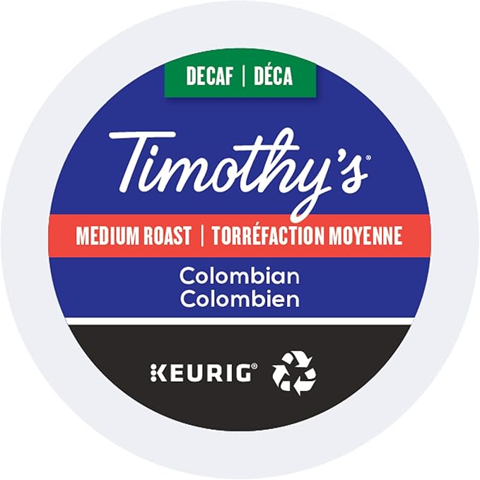 Timothy's Decaf Colombian Coffee Single-Serve Keurig K-Cup Pods Medium Roast Coffee 96 Count