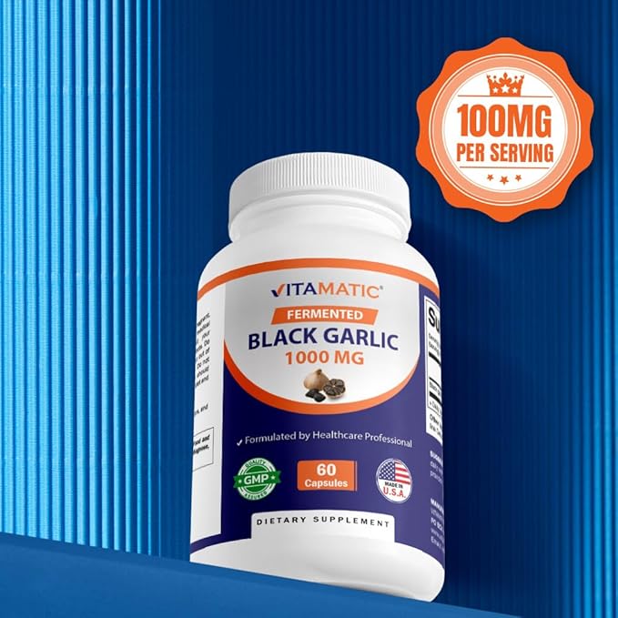 Vitamatic 3 Pack Fermented Black Garlic Extract 1000 mg 60 Capsules - Non-GMO Gluten Free - (Total 180 Capsules)