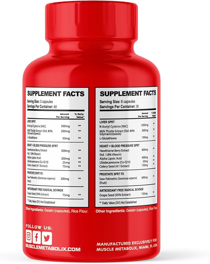 Cycle Safe Liver &amp Organ Defense | Complete Cycle Support | Super Prostate Support | Liver Support | Antioxidant Grape Seed Extract Plus Organ Detox | 180 Capsules Mens Supplement