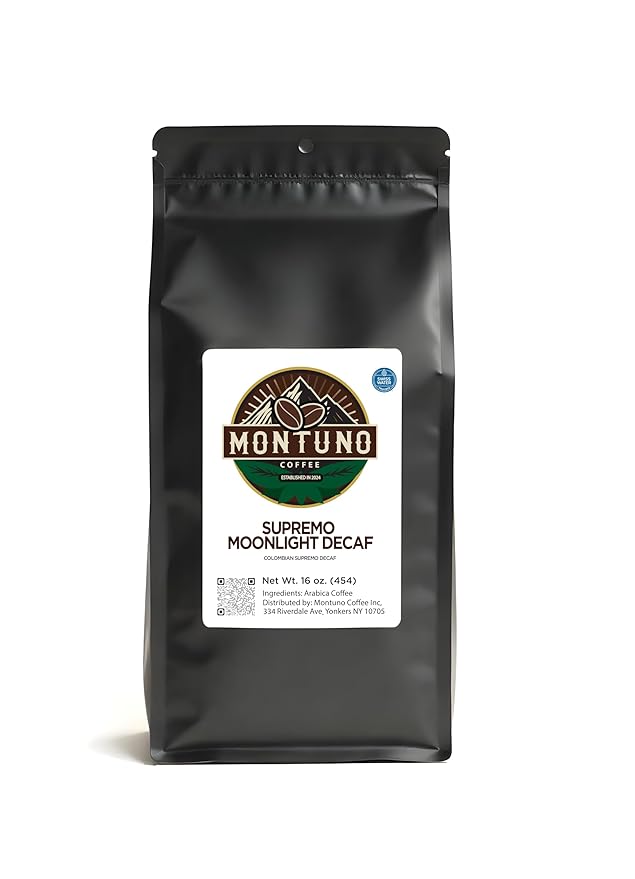 Montuno Supremo Moonlight Colombian Decaf Coffee 100% Arabica Beans Medium Roast 1 Lb (French Press (Coarse))