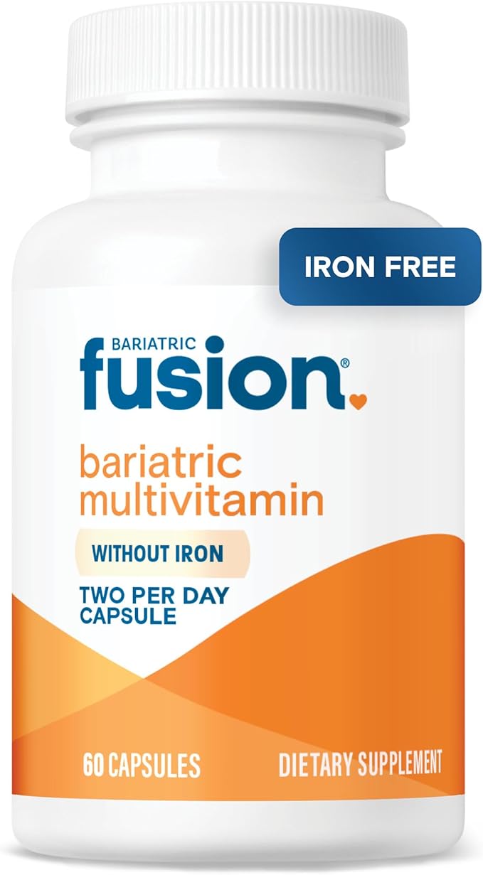 Bariatric Fusion Bariatric Multivitamin Without Iron | Post Bariatric Surgery Patients | Iron Free Bariatric Vitamin for Gastric Bypass and Sleeve Gastrectomy | 60 Capsules | 1 Month Supply