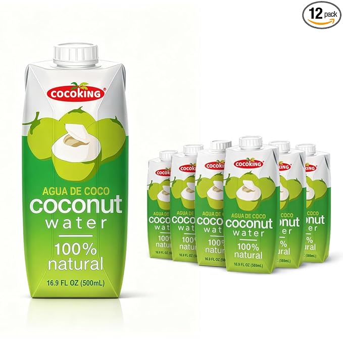 CocoKing Thai Coconut Water – Pure Nam Hom Coconuts – Natural Electrolyte Drink – No Added Sugar Not from Concentrate 16.9 Fl Oz (Pack of 12)
