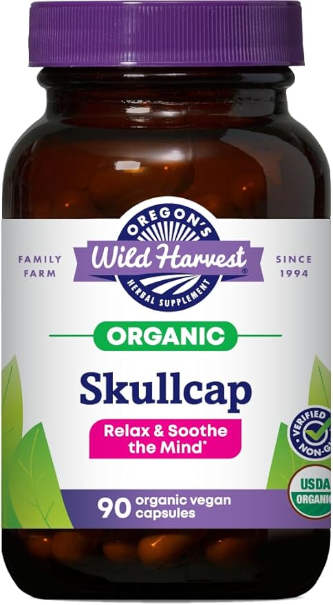 Oregon's Wild Harvest Organic Skullcap Vegan Capsules | Traditional Herbal Supplement 90 Count
