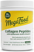 MegaFood Collagen Peptides for Women &amp Men - Unflavored Collagen Powder with Hyaluronic Acid &amp Vitamin C - Supports Skin Hair Nails &amp Joint Health - 20g Grass Fed Bovine Collagen - 20oz 2