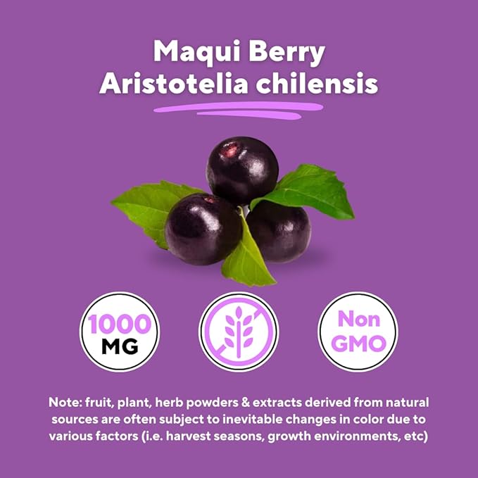 Vitapia Maqui Berry 1000mg - Maqui Berry Powder Supplement - Vegan Friendly Non-GMO and Gluten-Free - 120 Veggie Capsules