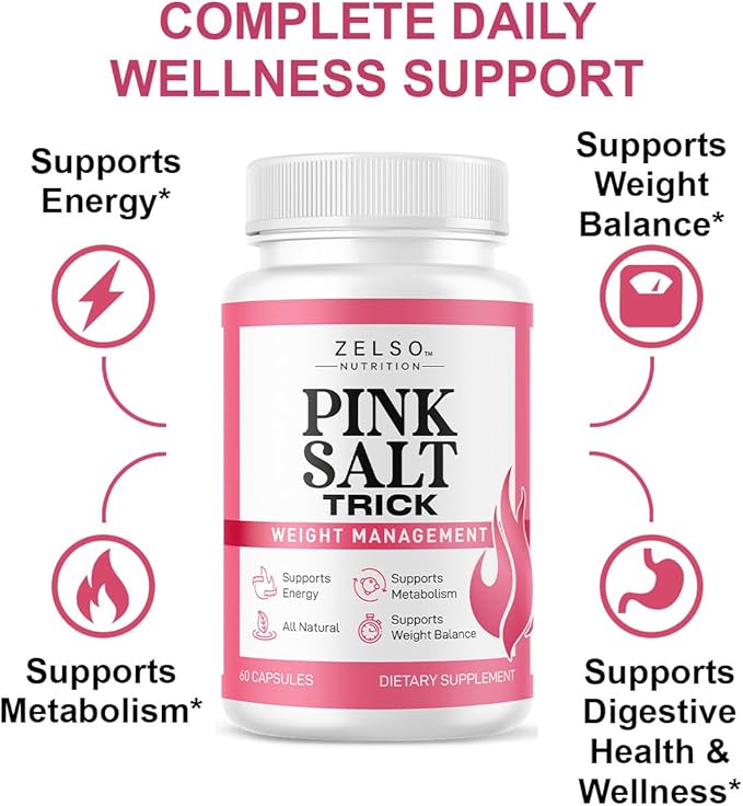 (3 Pack) Pink Salt Trick Capsules - Original PinkSalt Trick Supplement for Weight Energy &amp Metabolism - All Natural Advanced Support Formula Pills Reviews 180 Capsules for 3 Months