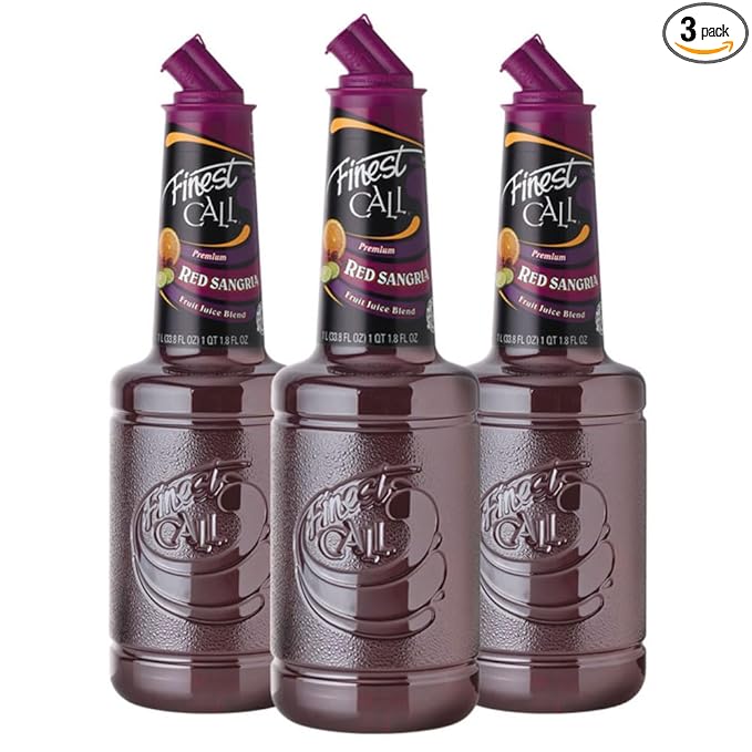 Finest Call Premium Red Sangria Drink Mix 1 Liter Bottle (33.8 Fl Oz) Pack of 3
