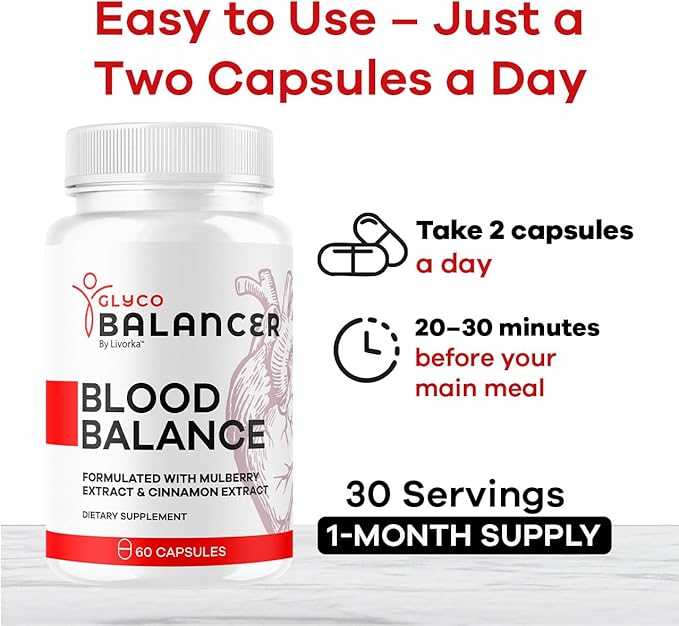 Glyco Balancer Capsules - Official GlycoBalancer Supplement Support Pills Advanced Formula All Natural Premium Ingredinets for Health Support Vitamins and Wellness 60 Capsules for 1 Month