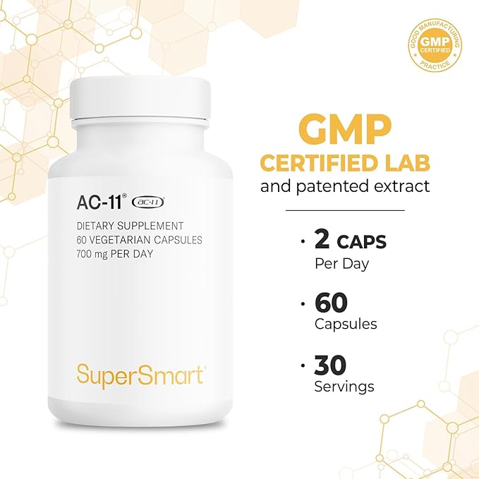 Supersmart AC-11 Supplement 700mg per Day (Cat's Claw Extract) - Uncaria Tomentosa Bark | Non-GMO &amp Gluten Free - 60 Vegetarian Capsules