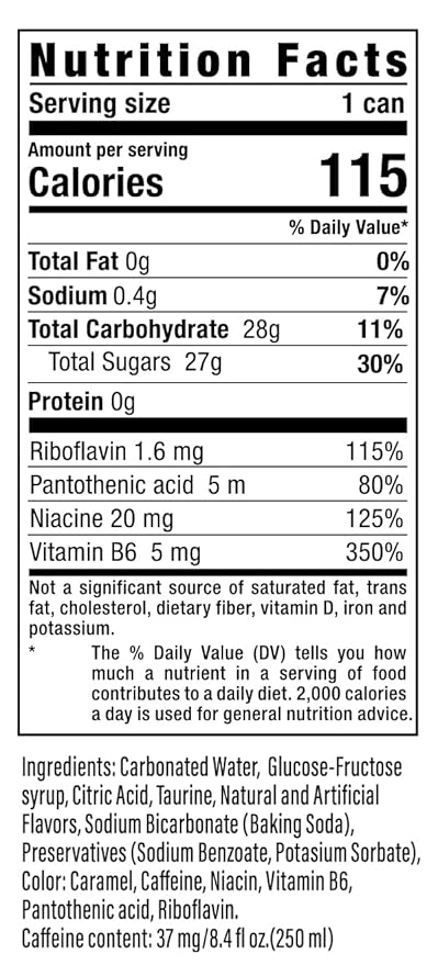 Dark Blue Energy Drink 8.4 Fl Oz Original Flavor 37 mg Caffeine with B Vitamins Pack of 24 Cans
