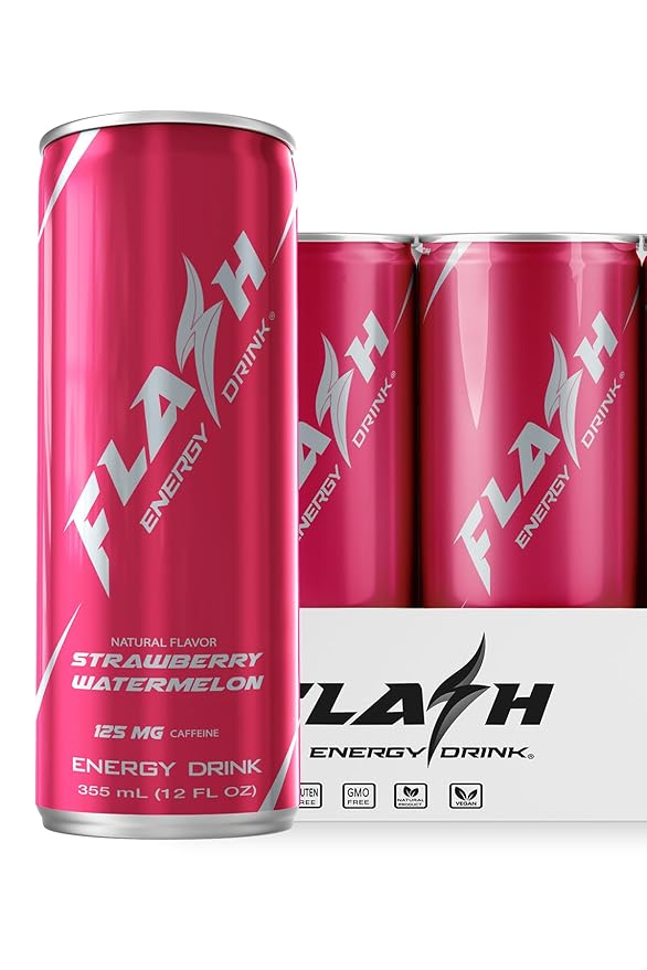 Flash Energy Drink | Elevate your Energy Focus and Performance | Natural | Non-GMO Vegan Gluten-Free Ingredients Organic Green Tea and Green Coffee Bean with 125 mg of Caffeine Enhanced with Es