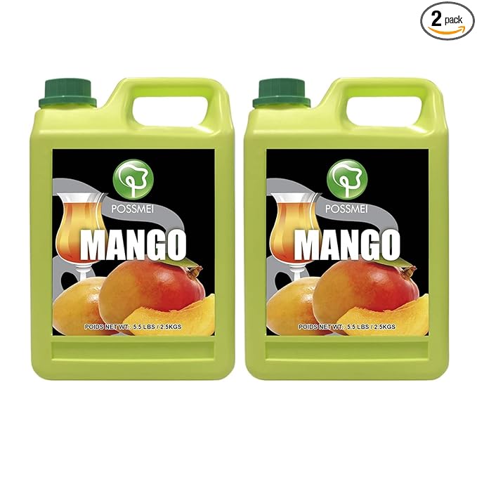 Possmei Mango Flavored Syrup 5.5 Pound Plastic Jar 2 Pack