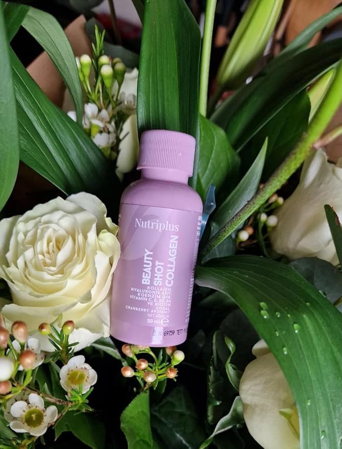 FARMASi Nutriplus Beauty Shot Collagen – Type I &amp III Collagen with Hyaluronic Acid Biotin &amp Vitamins Sugar-Free Cranberry Flavor 1.69 fl oz x 12 Shots