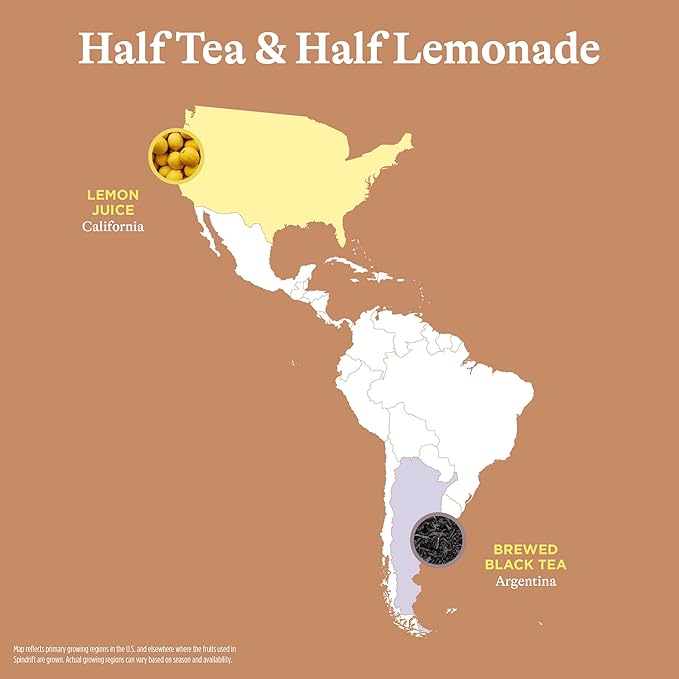 Spindrift Sparkling Water Half Tea &amp Half Lemon Flavored Made with Real Squeezed Fruit 12 Fl Oz Cans Pack of 24 (Only 5 Calories per Can)