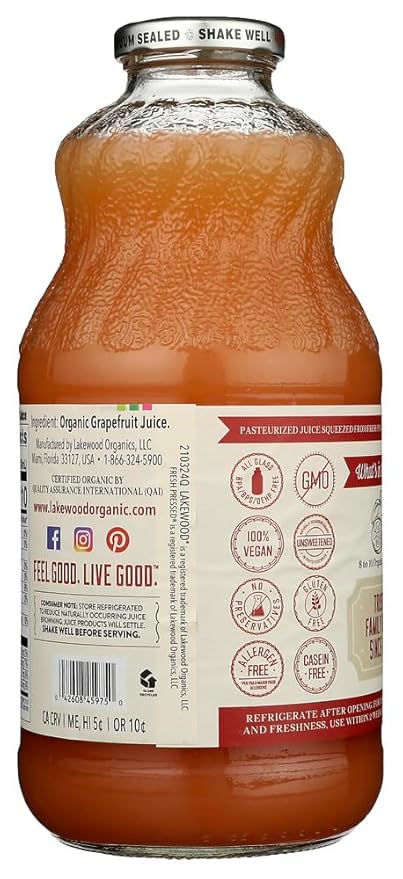 Organic Pink Grapefruit Juice (Pack of 12)
