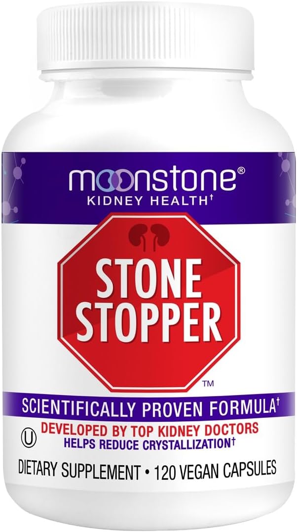 Moonstone Stone Stopper Capsules Kidney Stone Prevention Calcium Oxalate Protector Alkali Citrate Support Supplement Developed by Urologists to Support Kidney Health 30 Day Supply (120 Count)
