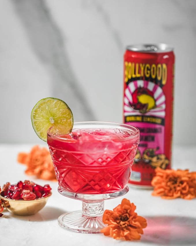 Bollygood Sparkling Lemonade Lemon Pomegranate Cardamom Indian Inspired Beverage Nimbu Pani No Artifical Colors or Flavors Non-GMO Project Verified 12 FL OZ Cans (Pack of 12)