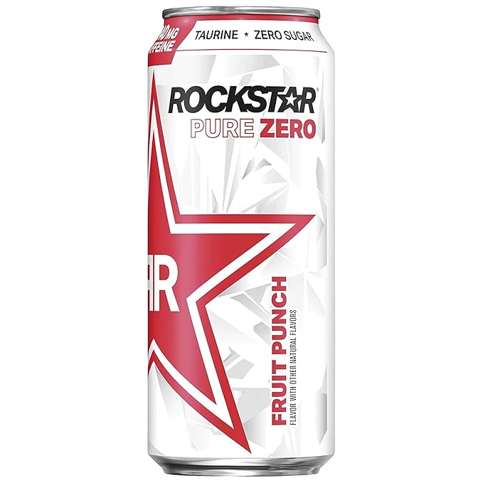 Rockstar Pure Zero Punched - 16 ounce (Pack of 16) and Stinger Pomegranate Passionfruit Energy Chews