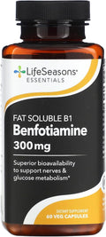 LifeSeasons Benfotiamine 300 mg per 2 Capsules – High‑Absorption Fat‑Soluble Vitamin B1 Supplement for Nerve &amp Metabolic Support Cognitive &amp Circulatory Health – 60 Vegan Capsules