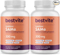 BESTVITE SAM-e 200mg Stabilized (120 Vegetarian Capsules) (60 x 2) - Easy to Swallow Capsule Form - No Enteric Coat Needed - No Stearates - No Fillers - Vegan - Non GMO - Gluten Free
