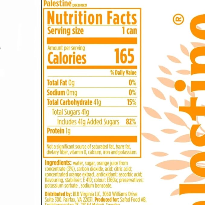 Palestine Orange Carbonated Soft Drink 11.1 fl oz can 24-Pack