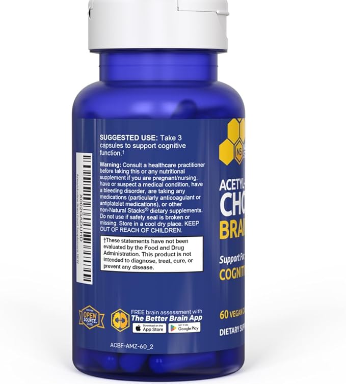 Acetylcholine Brain Food - Acetyl L-Carnitine &amp Alpha GPC Supplement - Supports Production of Acetylcholine - Neurotransmitter Supplement for Cognitive Function - 60 Capsules