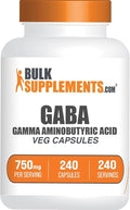 BulkSupplements.com Gamma Aminobutyric Acid Capsules - GABA Supplement GABA 750mg - Vegan &amp Gluten Free 1 Capsule per Serving 240 Count (Pack of 1)