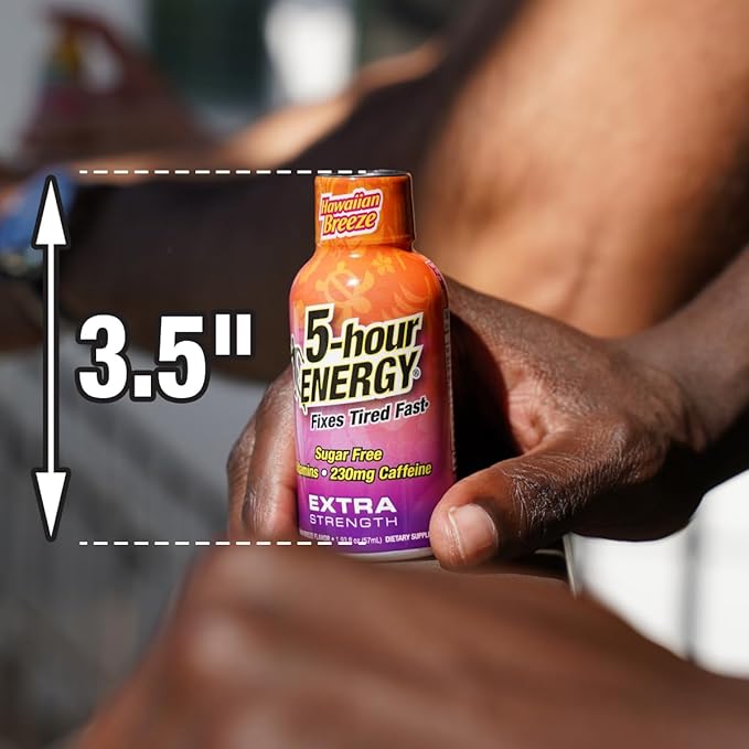 5-hour ENERGY Extra Strength Hawaiian Breeze Energy Shot 1.93oz 20-Pack – Sugar Free Caffeine Energy Booster with B-Vitamins &amp Amino Acids – Zero Calorie (20 Bottles – Single Flavor Hawaiian Bre