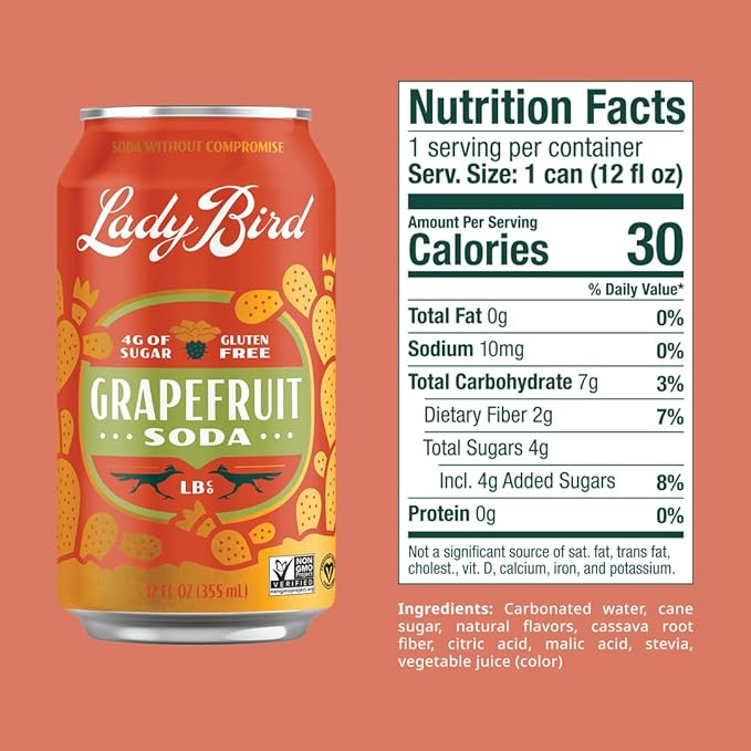 Lady Bird Grapefruit Soda 6 Pack 72 fl oz (Pack of 4)