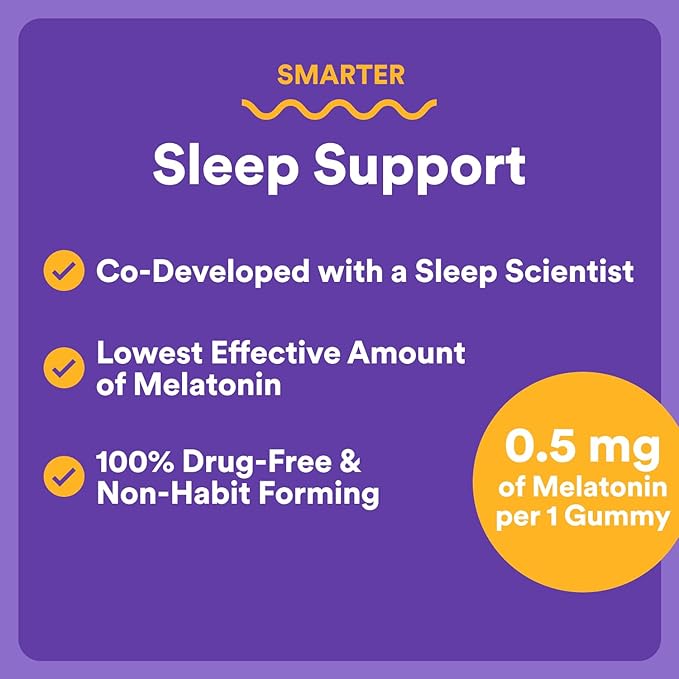 SmartyPants Kids Sleep Gummies Supplement with Melatonin 0.5mg: Chamomile &amp Vitamin D3 Sleep Aid Strawberry Mango Flavor 60 Count