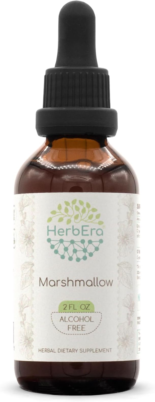 HerbEra Marshmallow B60 Alcohol-Free Herbal Extract Tincture Concentrated Liquid Drops Natural Marshmallow (Althaea Officinalis) (2 fl oz)