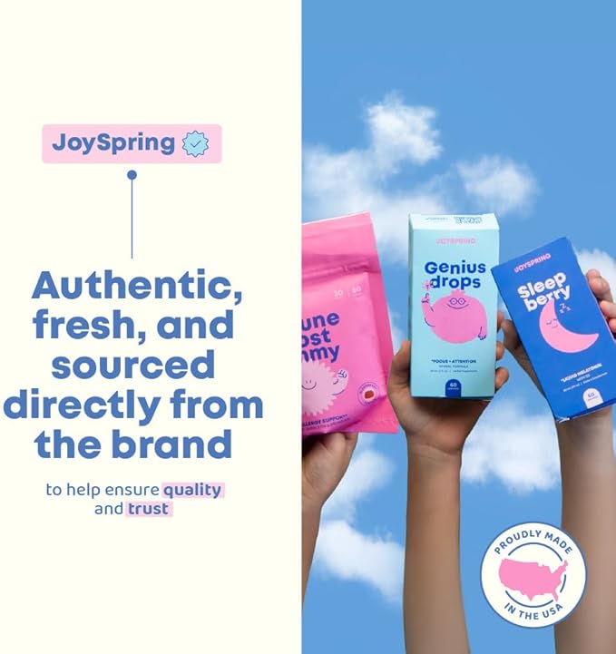 JoySpring Genius Drops Smartberry Vanilla | Herbal Focus Support for Kids with Ginkgo Biloba Licorice Root Gotu Kola Extract Peppermint Leaf | Liquid Formula|1fl oz (30 Servings) (Pack of 2)