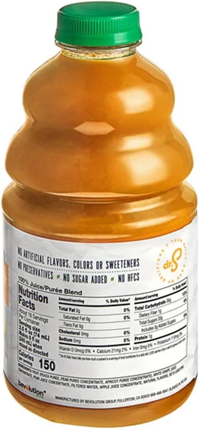 100% Crushed Peach Pear Apricot Fruit Smoothie Mix 46 fl. oz. WS-103DR100PEAA-NF