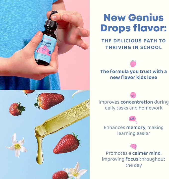 JoySpring SleepBerry Liquid Melatonin and Genius Drops Smartberry Vanilla for Kids