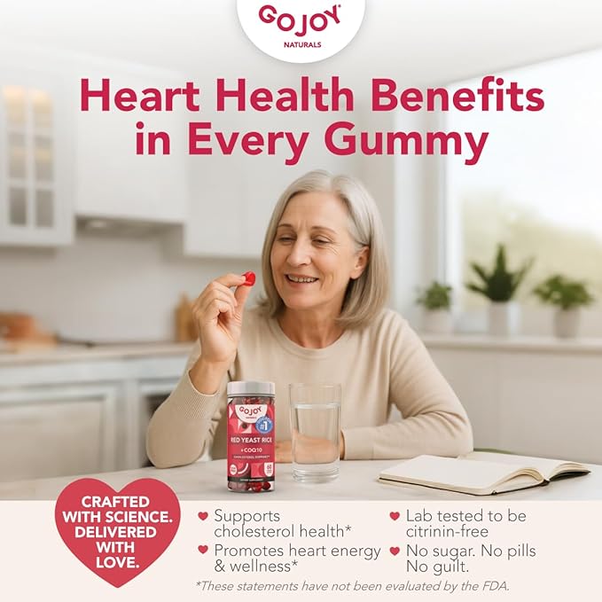Sugar-Free Red Yeast Rice with CoQ10 Gummies - Cholesterol Supplements with Red Rice Yeast 1000 mg. - Cholesterol Gummies Complex - Vegan Non-GMO Gluten-Free &amp Citrinin-Free Supplement