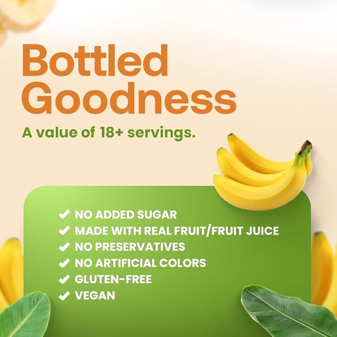 Dr. Smoothie 100% Crushed Banana – No Added Sugar Made with Real Fruits/Fruit Juice – Vegan No Artificial Colors or Flavors – Rich &amp Creamy Sweetness of Perfectly Ripe Bananas – 46 oz Bottle