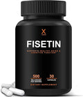 HUMANX Fisetin 500mg - 98% Pure Fisetin Supplement - Powerful Serving Size (Similar to Apigenin Luteolin Quercetin) Senolytic Activator - Natural Polypheonols - USA Made Non-GMO Fisetin Capsules