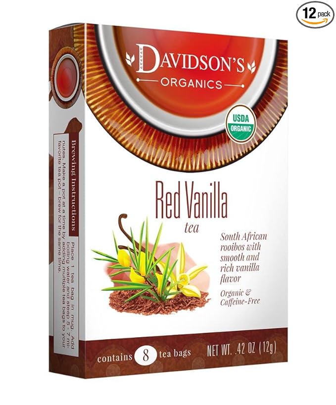 Davidson's Organics Red Vanilla 8-count Tea Bags Pack of 12