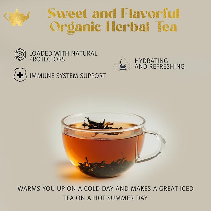 Blueberry Bliss Tea Organic Loose Leaf Herbal Tea – Real Fruit Summer Juice Caffeine-Free Refreshing Sweet Iced Drink – 4 oz Resealable Bag (Makes 50 Cups)