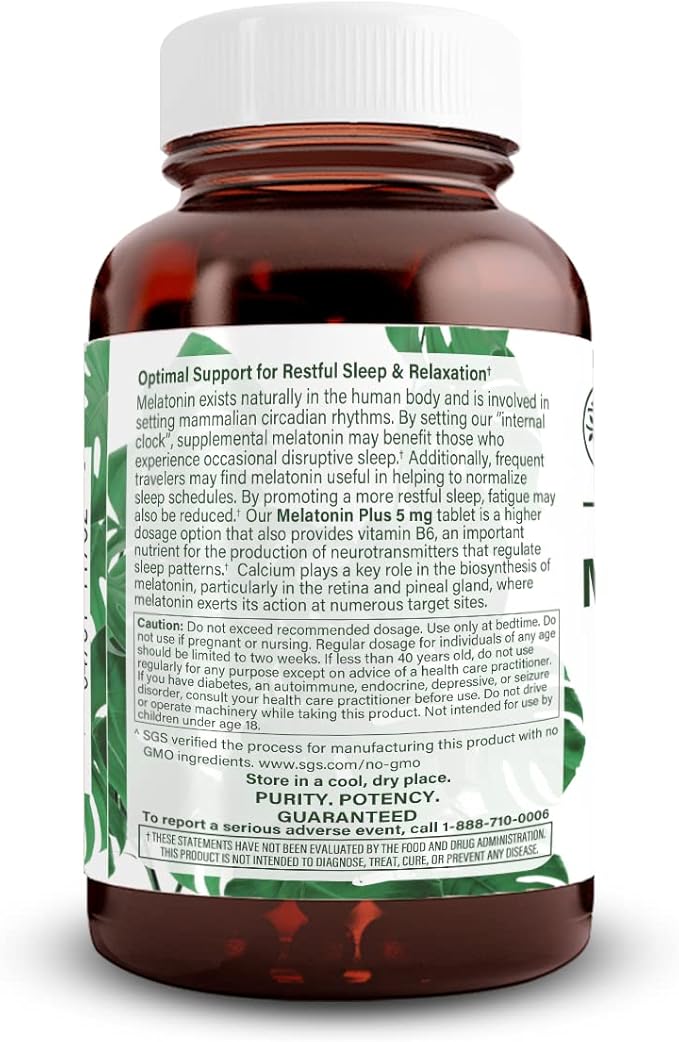 Natural Nutra Vegan Melatonin 5mg with Vitamin B6 Fast Dissolve Melatonin with Calcium for Optimal Sleep Promoting More Restful Sleep Gluten Free Non GMO 100 Tablets